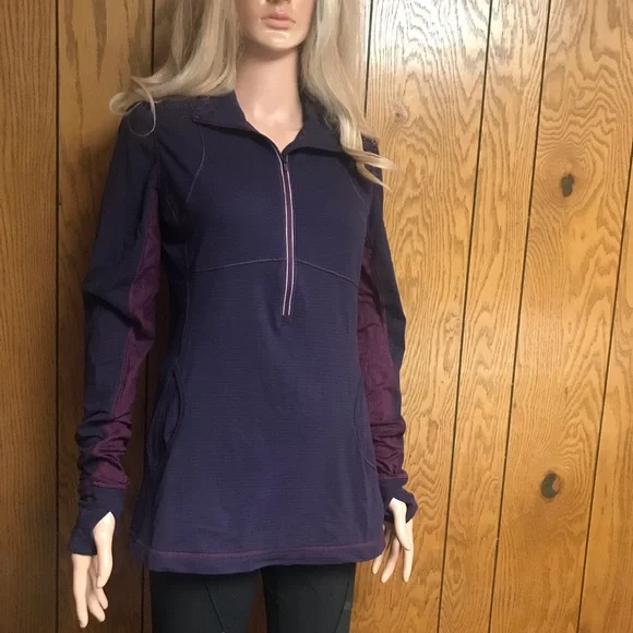 Lululemon"Purple Stripe Star Runner 1/2 Zip Pullover- Size None-Good Condition - Picture 4 of 14